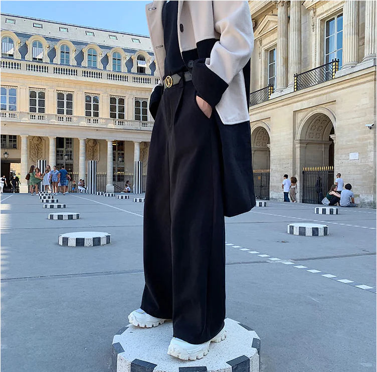 Men's - Wool Casual Wide-Leg Pants