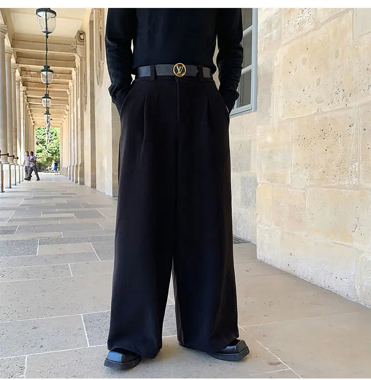 Men's - Wool Casual Wide-Leg Pants