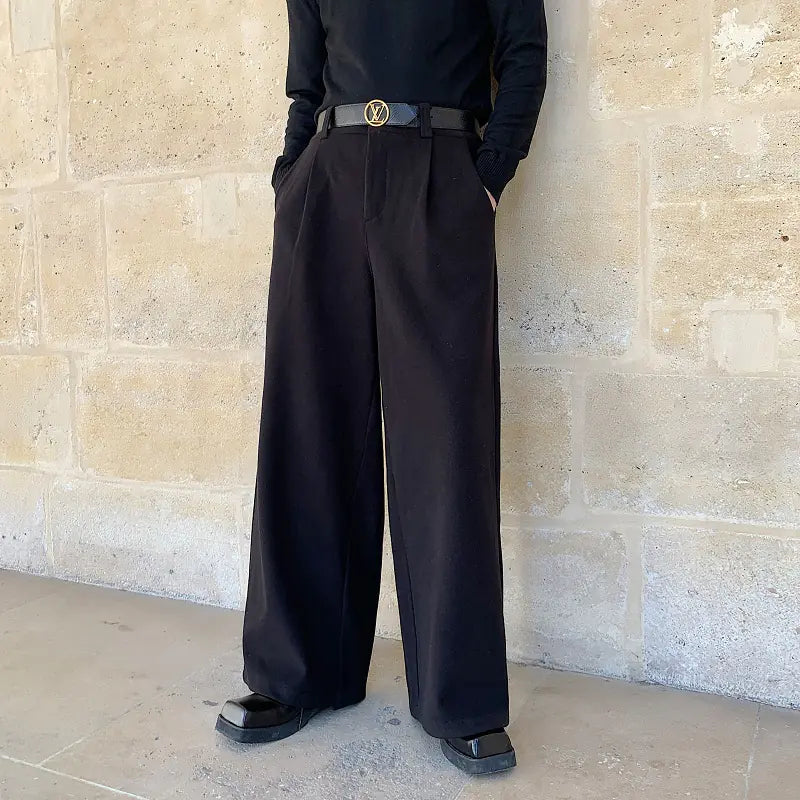 Men's - Wool Casual Wide-Leg Pants